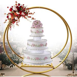 35in Gold Cake Stand Wedding Table Centerpiece Decoration, Floral Arch Frame Dessert Big Cake Display Pastry Holder for Wedding Birthday Party Centerpiece Table Display Aisle Prop Or Photo Booth