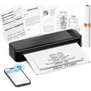 Portable Printers Wireless for Travel, A285M Small Inkless Thermal Printer, Bluetooth Mobile Printer Support 8.5" X 11" Letter & A4 Thermal Paper, Compatible with iPhone Laptop for Home Office Receipt