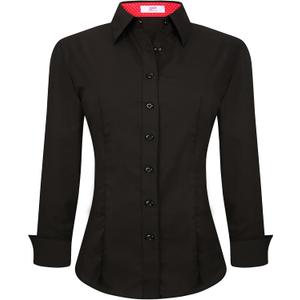 Esabel.C Womens Button Down Shirts Long Sleeve Regular Fit Stretch Work Blouse (Medium)
