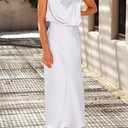PRETTYGARDEN Women's 2025 Summer Satin Dress Elegant Sleeveless Mock Neck Cocktail Party Maxi Dresses, Size M