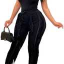 EDITCOZY Women Sexy Two Piece Outfits Fringe Pants Set Tassel Club 2 Piece Sets Going Out Birthday Party Night Size L