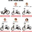 JMMD 6 in 1 Toddler Bike with Push Handle for Kids 18-60 Months, 12" Foldable Balance Bike with Training Wheels, Pedals, Brakes, Kickstand, Push Tricycle Toddler Gift & Toys for Boy & Girl, Large