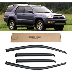 Window Visors for Toyota 4Runner 2003-2009, Rain Guards Shields Vent Deflector Shade Dark Smoke 2003 2004 2005 2006 2007 2008 03 04 05 06 07 08 09, Tape-On, 4PCS