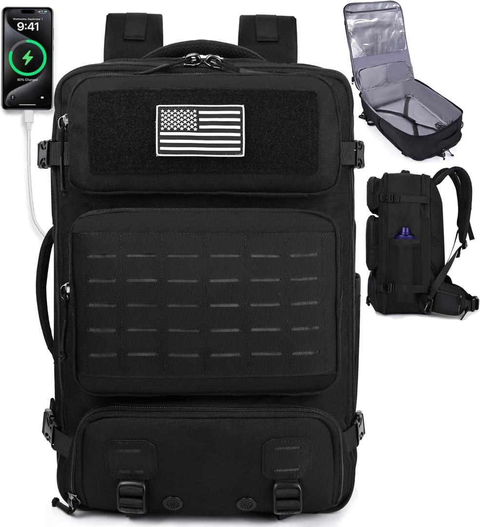 HILOMON Mens Travel Backpack 40L, TSA Approved Carry On X-Large Backpack with USB Charging Port Durable Water-resistant Convertible Duffle Luggage Bag Large Weekender Bag Daypack Fits 17.3 Inch Laptop