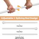 White Curtain Rods for Windows 66 to 120, Adjustable Long Drape Rod for Outdoor Patio, Sliding Glass Door, Heavy Duty 5/8 Diameter Drapery Rod Set, 10 ft Metal Curtain Pole, Easy Install - White
