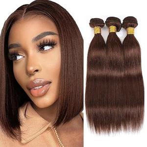 Straight Human Hair Bundles 12 14 16 Inch #4 Chocolate Brown Bundles Human Hair Dark Brown Straight Unprocessed Native Virgin Hair 50G Per Bundle 3 Extensions Weave for Women