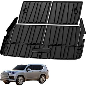 Cargo Mat & Backrest Mats Compatible with 2022-2025 Lexus LX 600 (Only Fits 7 Passenger Models) - TPE All Weather Rear Cargo Liner Rear Trunk Liner Back Seat Cover Protector