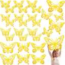 Yeaqee 24 Pcs Large Butterfly Party Decoration 3D Butterflies Wall Decor Set 2 Sizes 3 Styles Large Stickers for Birthday Baby Shower Nursery Bedroom Wedding Decor Cutouts(Gold)