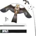 Bird Hawk Flying Kite with Pole Crop Protector Bird Scare Flying Kite with 4m Pole Has The Effect of Scaring Birds (Gray)