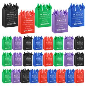 Addblu 100-Piece Christmas Employee Appreciation Gift Bags Bulk - Set Includes 50 Luxury Team Bag (8x5x10 Inches) & 50 Tissue Papers, for Staff, Coworkers, Teacher, Thank You & Valentine‘s Day Gifts (5 Colors, 50 Pcs)