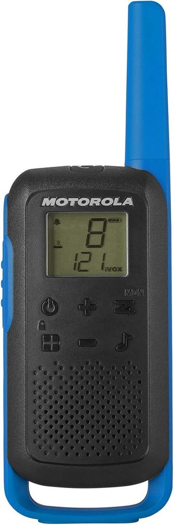 Motorola Solutions, Portable FRS, T270TP, Talkabout, Two-Way Radios, Rechargeable, 22 Channel, 25 Mile, Black W/ Blue, 3 Pack