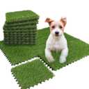 XLX TURF Interlocking Fake Grass Pad for Dogs Potty Tiles - 9 Pack 12" X 12" Square Artificial Grass Pee Mat for Puppy Tray Self Draining Indoor Outdoor Use