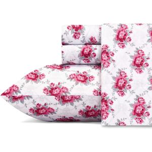 Betsey Johnson - Queen Bed Sheets, Soft & Lightweight Bedding, Fade & Wrinkle Resistant (Skull Rose Trellis, Queen)