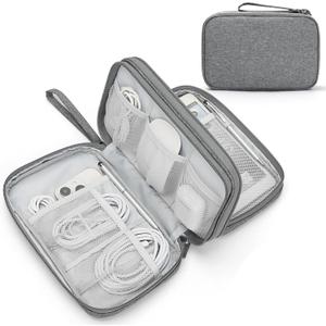 FYY Electronic Organizer, Large Travel Cable Organizer Bag Pouch Electronic Accessories Carry Case Portable Waterproof Double Layers All-in-One Storage Bag for Cable, Cord, Charger, Phone, Dark Grey