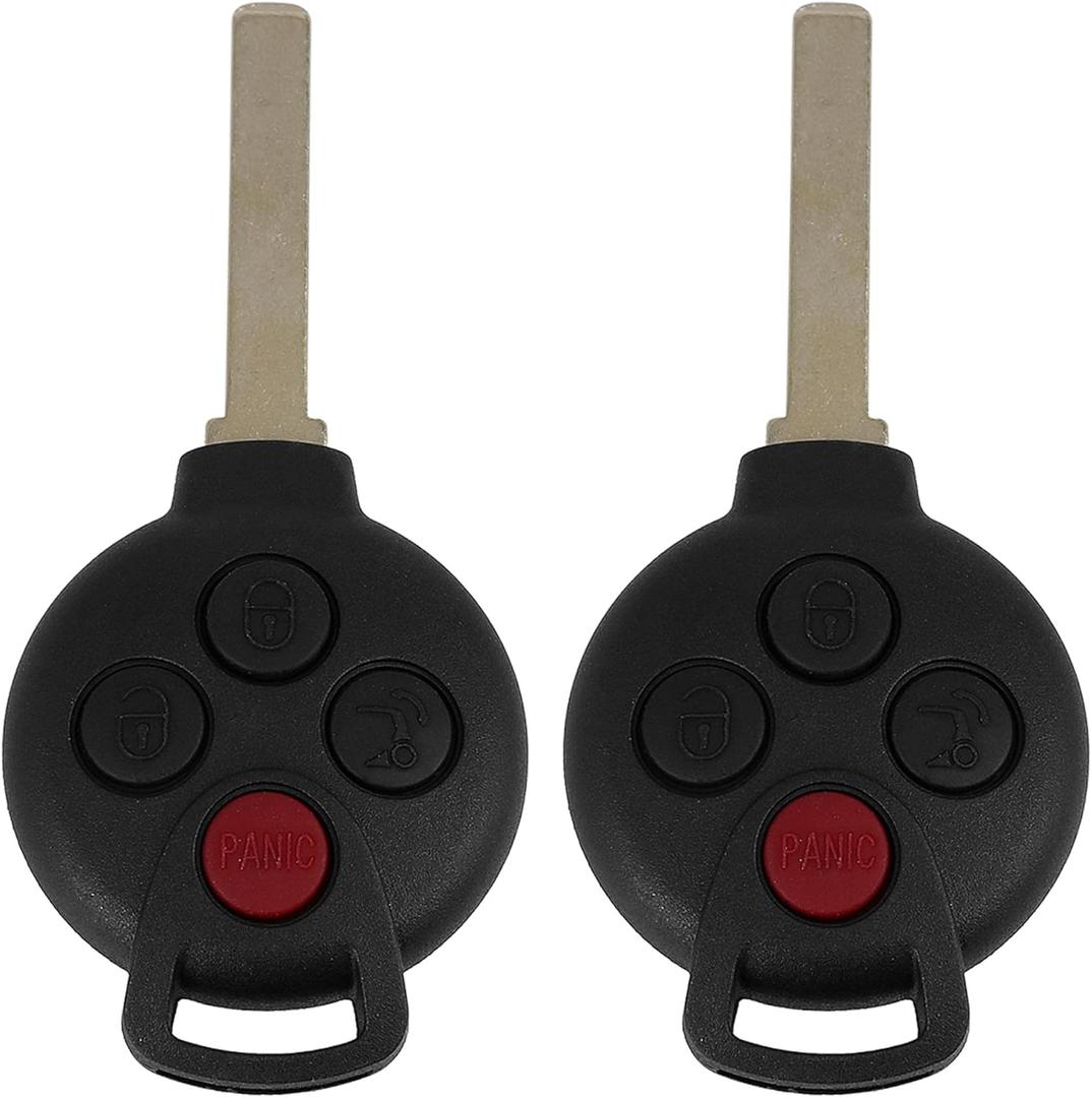 uxcell 2pcs 4 Button Replacement Keyless Remote Car Key KR55WK45144 315Mhz PCF7941 Chip for Smart Fortwo 2008-2015