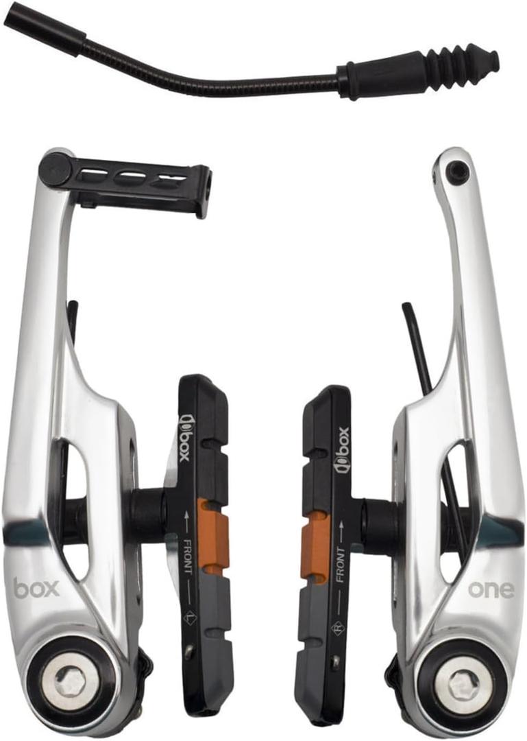 Box One 85 or 108 Millimeters Oversized BMX V-Brakes with Sealed Bearing Pivots, Flexible Cable Noodle, Cold Forged Arms & 2 Millimeters Allen Key Tensions Bolt