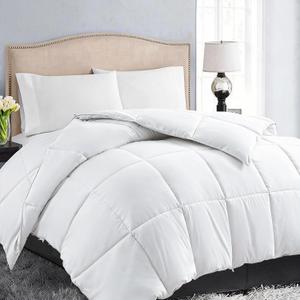 EASELAND Down Alternative Comforter King Size - Quilted Duvet Insert for All Seasons, Soft Cozy with Corner Tabs, Summer Winter Warm Bedding, Pure White 90x102