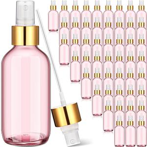 Maxcheck 50 Pieces 4oz Small Glass Spray Bottles for Essential Oil Empty Spray Mist Bottle Empty Fine Mist and Refillable Mister Refillable Liquid Containers for Perfumes, Cleaning(Pink, Gold)