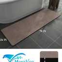 MontVoo -Bath Mat Rug-Rubber Backing Non Slip Quick Dry Absorbent Thin Bathroom Rugs Fit Under Door-Faux Suede Surface Bathroom Floor Mats-Shower Rug for in Front of Bathtub Shower Brown 24"X70"
