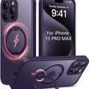 Magnetic for iPhone 15 Pro Max Case,[Unbreakable & Magnetic Stand] [Military-Grade Protection] [Phone Case Compatible with MagSafe] Slim Translucent Matte Shockproof Phone Cover,Deep Purple
