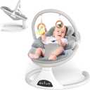 Electric Baby Swing with Remote Control - 5 Natural Motion Speeds, Detachable Seat Pad | Portable Infant Swing for Indoor/Outdoor Use (0-12M, 27lbs) (Gray) (Grey)