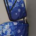 Oven Mitts and Pot Holders Sets of 4 Snowflake Blue Winter Christmas Kitchen Potholder Gloves Heat Resistant Non-Slip for Chef Baking Cooking Grilling BBQ Mittens