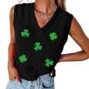 MARZXIN Women Sleeveless Sweater V Neck Casual 2026 Fall Knitted Chevron V Neck Sweater Vest Color Block Pullover Sweater Top (Black, S)