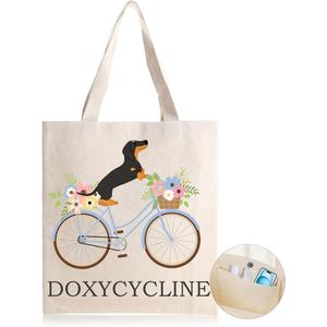 Dachshund Dog Mom Library Book Bag Gifts for Women, Christmas Dog Lover Funny Weiner Boston Terrier Themed Tote