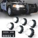 Xprite White LED Hideaway Emergency Strobe Lights Kit, 20 Flashing Modes w/Controller Headlights Taillights Fog Light Mounting, Hazard Warning Caution Light for 12V Vehicles Pickup Trucks Vans 6PCS