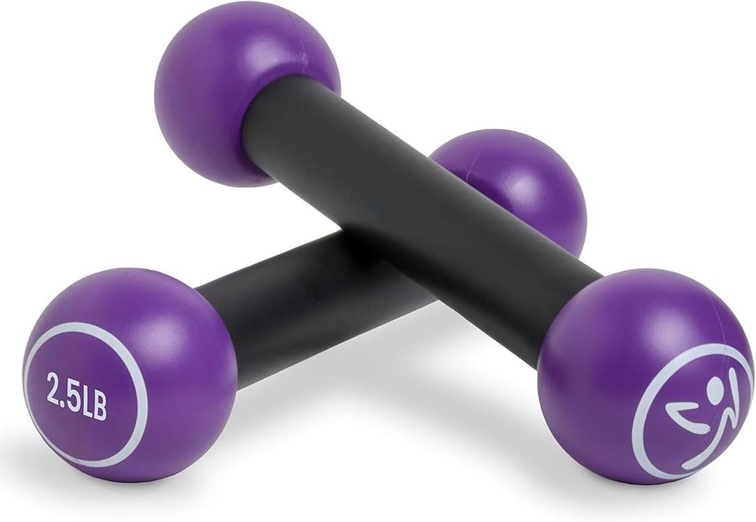 Zumba 2.5 lb Dumbbells Set of 2 - Hand Weights for Women, Dumbbells for Women at Home, Workout Weights Dumbbells Set, Purple Exercise Weights - Small Weights for Women, At Home Fitness