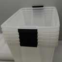 IRIS USA 54 Qt Stackable Plastic Storage Bins with Lids, 6 Pack - BPA-Free, Made in USA - See-Through Organizing Solution, Latches, Durable Nestable Containers, Secure Pull Handle - Clear