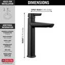 Delta Faucet Galeon Matte Black Bathroom Faucet, Single Hole Bathroom Faucet Black, Bathroom Faucets for Sink 1 Hole, Bathroom Sink Faucet, Diamond Seal Technology, Matte Black 671-BL-DST