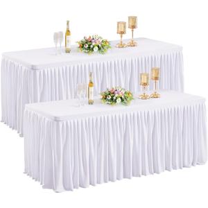 2 Pack White Table Clothes for 8 Foot Rectangle Tables, 96 x 30 Inch White Table Cloth Rectangle 8ft Wrinkle Resistant Washable Table Covers for Wedding, Party, Dining, Banquet, Buffet Table