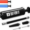 4 x SPORTBIT Ballpump for Sports Balls - Basketball Pump for Sport Balls - Football & Soccer, Basketball, Volleyball Pump, Swim Inflatables - Hand Air Pump with 3 Needles, Nozzle, Extension Hose, Pouch (Black)