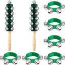 Christmas Hand Jingle Bells Wooden Handle Bells Wrist Band Shaking Bell Stick Musical Percussion Instrument Bell for Xmas Holiday Music Birthday Party Favors
