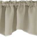 Deconovo Scalloped Window Valance, Kitchen Valances for Windows, Farmhouse Curtain, Rod Pocket Blakcout Short Curtains for Living Room, Bedroom, Bathroom, Cafe, 42x18 Inch, 1 Panel, Light Beige