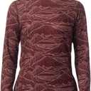 Leapstride Women's Slim Fit Turtleneck Performance Base Layer Long Sleeve Top with Mountain Print, Moisture-Wicking Fabric for Workouts & Outdoor Activities M