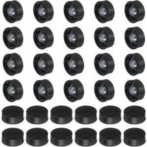 uxcell 32 Pcs Phenolic Resin Cover, 28mm Poly Seal Screw Caps Plastic Replacement Bottle Caps Thread Plastic Lids for Chemicals Food Cosmetics Bottles, Black