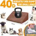 40D Dog Ramp for Stairs for Small & Senior Dogs and Cats – Non-Slip Stair Ramp for Dogs with Gentle Slope, Pet Ramp with Washable Cover & Self-Sticky Pads for Safe Climbing Easy Install(Brown, 3 Pack)