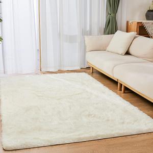 Area Rug 6x9 for Living Room Bedroom, Large Fluffy Shag Area Rugs for Nursery Dorm Room Home Decor, Non Slip Carpet Shaggy Fuzzy Rugs for Kids Girls Boys, Cream White (6' x 9' (Rectangular))
