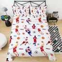 Football Sheets Kids Full Size Bed Sheets 4Pcs Sport Baseball Football Bedding Full 3D Printed Washable Machines Sheet Set