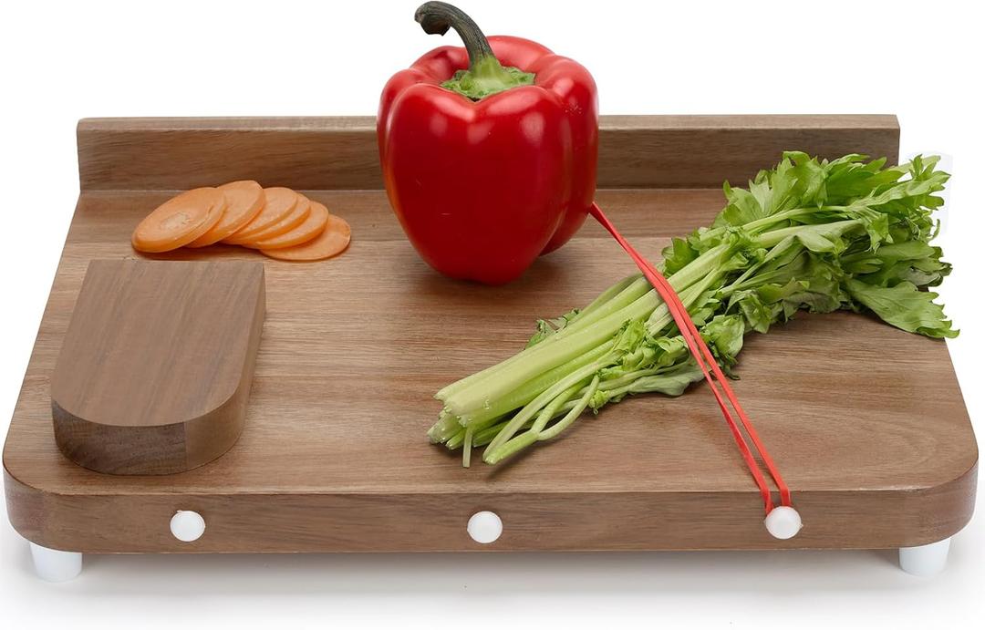 Adaptive One Handed Cutting Board with Peeler,Bread Stops & Steel Spikes - Handicap Kitchen Tools - Perfect for Amputees,Stroke Victims,Elderly - Handicapped Kitchen Board