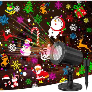 Christmas Projector Lights Outdoor, LED Christmas Light Waterproof Holiday Projector Outdoor for Christmas Decorations Patio Garden Xmas Party
