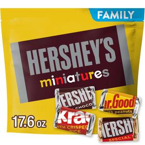HERSHEY'S Miniatures Assorted Chocolate Candy Family Pack, 17.6 oz, Pack of 2, BB 10/2025