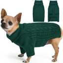 Dog Sweater for Small Dogs Boys Girls Puppy Turtleneck Pullover Cable Knit Winter Stretch Clothes Chihuahua Yorkie Toy Poodle Pomeranian Long Sleeves (XS, Green)