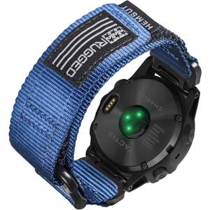 HEMSUT Nylon Sports Watch Band, 22mm Military Strap Compatible with Garmin Fenix 8 47mm / 7/ 7 Pro/ 6/ 6 Pro/ 5/ 5 Plus/ E 47mm, MARQ Athlete/ Golfer/ Driver/ Captain/ Adventurer/ Commander, Instinct 2/ Crossover/ Tacical/ Esports/ Tide, D2 Delta S/ Descent G1, Approach