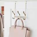 iDesign 3-Double Hook Over-The-Door Rack for Clothes, Towels, or Accessories - Soft Brass