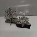 Loncaster Stocking Holders for Mantle Set of 2, Snowflakes Christmas 3D Stocking Hangers for Mantel with Shiny Metal & Glitter, Christmas Stocking Holder for Fireplace, Shelf, Tabletop (Sliver)