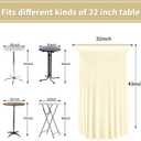 6 Packs Round Cocktail Table Skirt 32"x 43" Spandex Stretch Cocktail Tablecloth with Wavy Drapes, Beige Spandex Fitted High Top Table Covers for Wedding Bar Party Birthday Banquet Tables