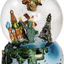 Snow Globe Valentine's Day with Music for Kids Boys Girls Women Adults Unique Gift 3D Hot Air Balloon Snowglobes Around The World Travel Rotating Christmas Music Box Decorations